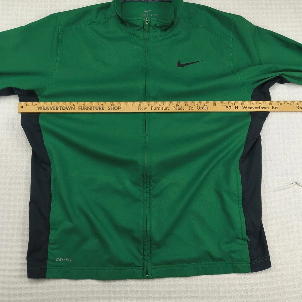 Nike‎ Mens Dri-Fit Full Zip Track Jacket XL Green Black Mock Neck Athletic Coat